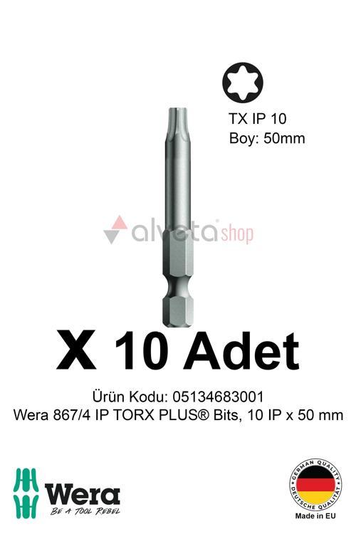 Wera 867/4 IP TORX PLUS 10IP x 50mm Tornavida Ucu 10 Adet | Vidalama Bits Seti Uzun Seri