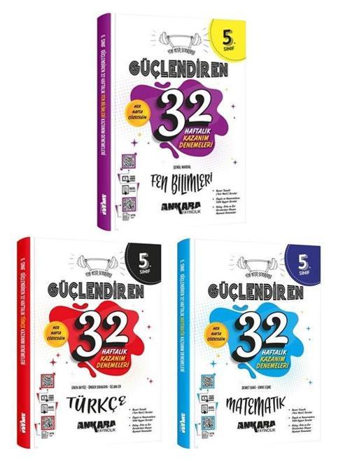 Ankara Yayınları 5. Sınıf Türkçe Matematik Fen 32 Haftalık Kazanım Deneme 3 Kitap Set