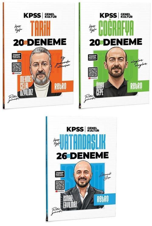 Retro 2026 KPSS Tarih + Coğrafya + Vatandaşlık 66 Deneme 3 lü Set Retro Yayıncılık