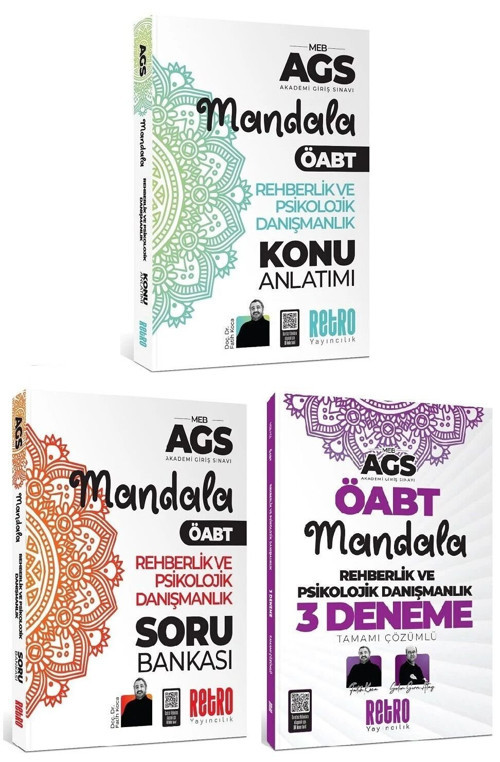 Retro ÖABT MEB-AGS Rehberlik ve Psikolojik Danışmanlık Mandala Konu + Soru Bankası + 3 Deneme 3 lü Set - Fatih Koca, Sel
