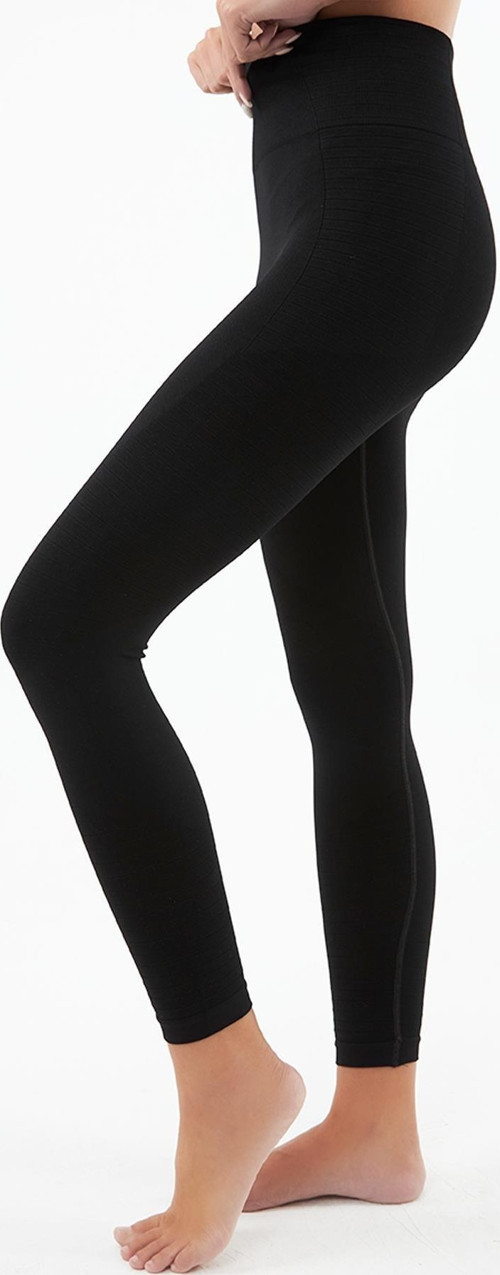 Siyah Yüksek Bel Toparlayıcı Seamless Kadın Spor Tayt