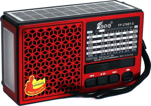 Tepe FP-276BT-S Mini Solar Güneş Enerjili Cep Radyosu Bluetooth Hoparlör FM Radyo LED Işıklı Şarjlı USB Micro SD MP3