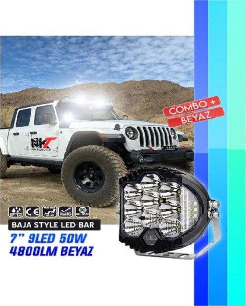 Offroad Projektör Beyaz Led Lamba 7 Inç Baja Stil 1 Adet