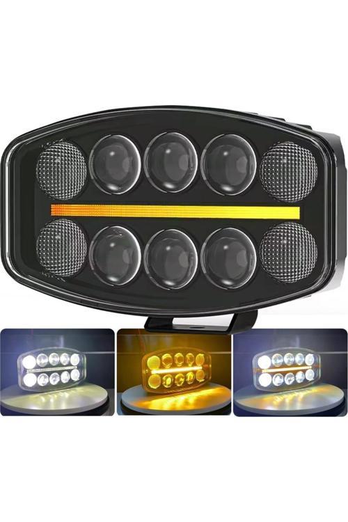 10'' Beyaz Turuncu Led Spot Projektör + Drl Tır Kamyon Off Road 12-24Volt Çalışma Lambası
