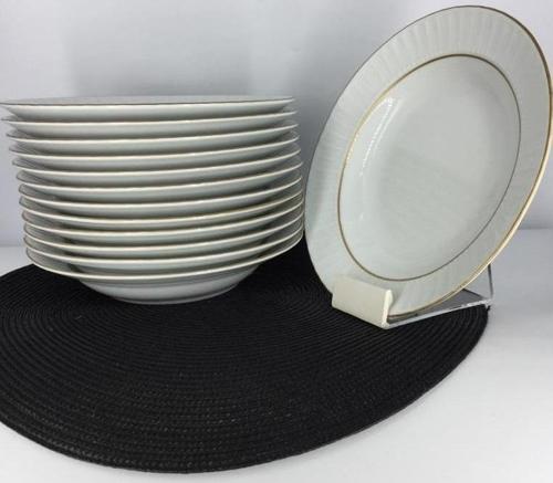 Sedef Altın Yaldızlı 19 cm Çukur Yemek Tabak 12 Adet