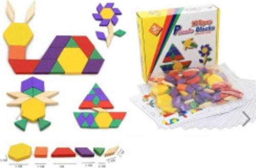 125 Parça Ahşap Eğitici Tangram Puzzle Blok Seti