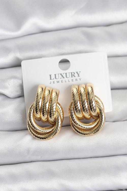 Gold Renk Halka Modelli Pirinç Kadın Küpe - EBJ251115W38357