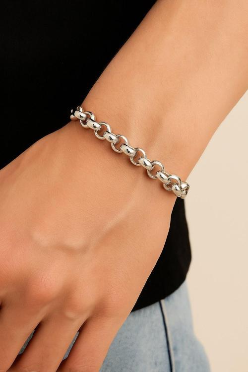 Gümüş Renk Doc  Zincir Unisex Çelik Bileklik - 3347