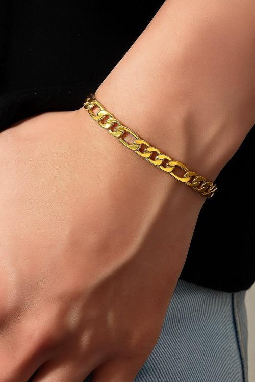 Altın Renk Şavin Kuşgözü Unisex Erkek Çelik Bileklik -  3332