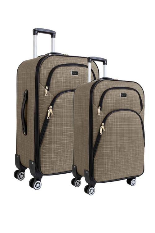 Orta ve Kabin Boy Valiz Seti 4 Teker Kumaş Valiz Bej 1081