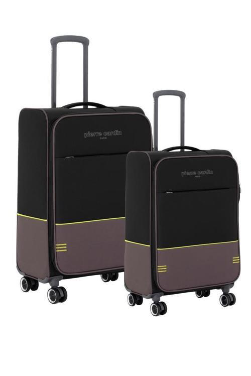 Ultra Light Hafif Lüx Kumaş 2'li Valiz Seti Orta Boy - Kabin Boy Siyah PC8200