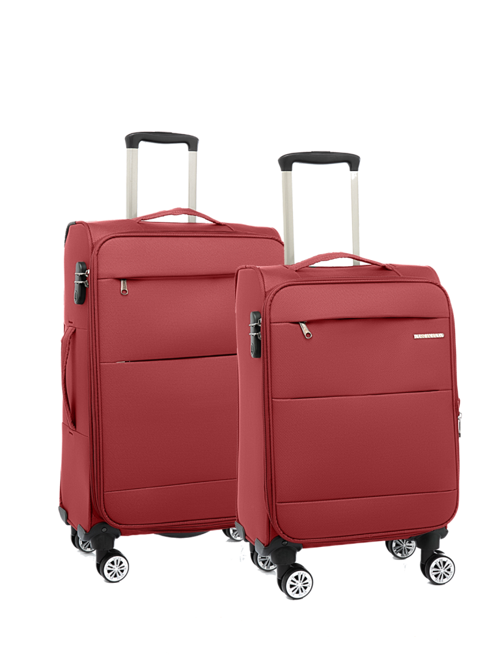 2'li Valiz Seti Büyük ve Orta Boy Lüx Kumaş Valiz Bordo 2082