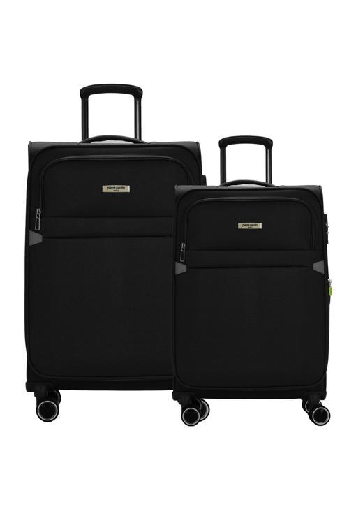 2'li Valiz Seti Büyük Ve Orta Boy Lüx Kumaş Valiz Siyah 04pc6000