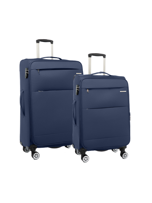2'li Valiz Seti Büyük Ve Orta Boy Lüx Kumaş Valiz Lacivert 2082