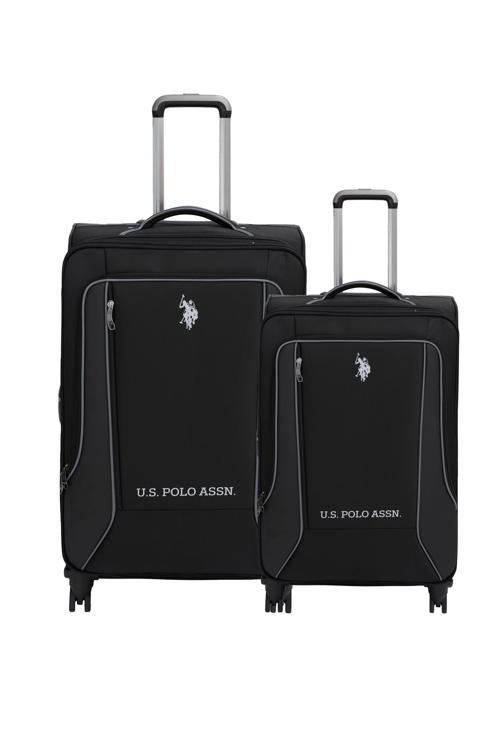 2'li Valiz Seti Orta ve Kabin Boy Lüx Kumaş Valiz Siyah 24020