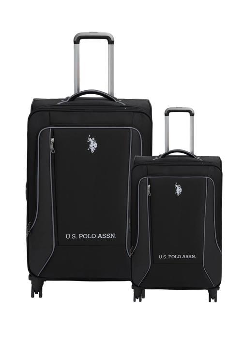 2'li Valiz Seti Büyük ve Kabin Boy Lüx Kumaş Valiz Siyah 24020