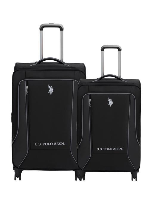 2'li Valiz Seti Büyük ve Orta Boy Lüx Kumaş Valiz Siyah 24020