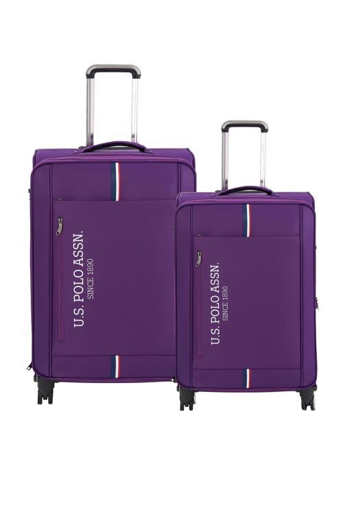 2'li Valiz Seti Büyük ve Orta Boy Lüx Kumaş Valiz Mor 24030