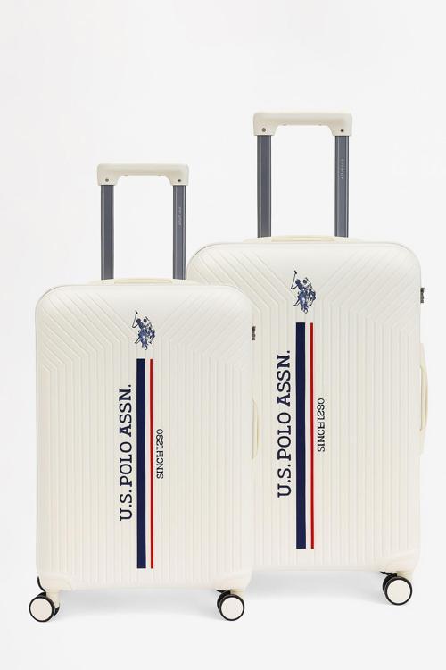 Polipropilen Kırılmaz 2'li Valiz Seti Büyük ve Orta Boy Beyaz 24074