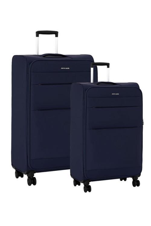 2'li Valiz Seti Büyük Ve Orta Boy Lüx Kumaş Valiz Lacivert 04pc4200