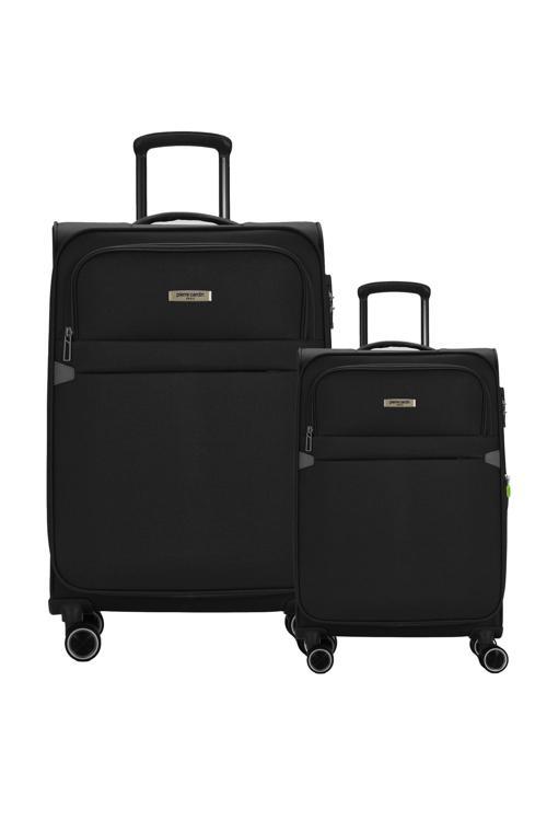 2'li Valiz Seti Büyük Ve Kabin Boy Lüx Kumaş Valiz Siyah 04pc6000