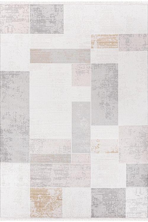 Halı Zena 455A Beyaz Antrasit Serisi Akrilik Salon Oturma Yatak Odası Halısı