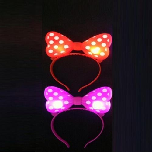 2 Adet Headband Led Light Minnie Mouse Işıklı Taç Pembe Taç Kırmızı Miki Taç Yılbaşı Parti Işıkları