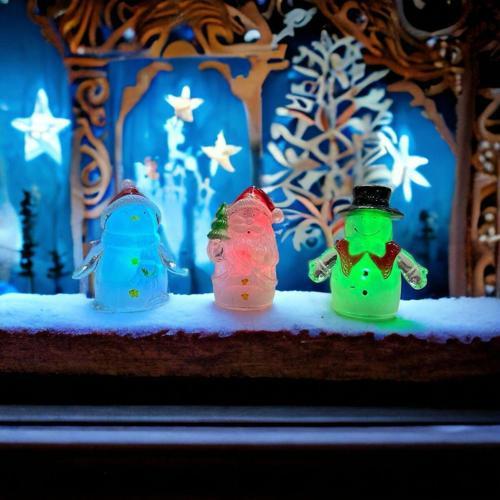 3 Adet Vıp Renkli Led Işıklı Işıklı Noel Baba Kardan Adam Yılbaşı Işıkları Led Işıklı Noel Baba
