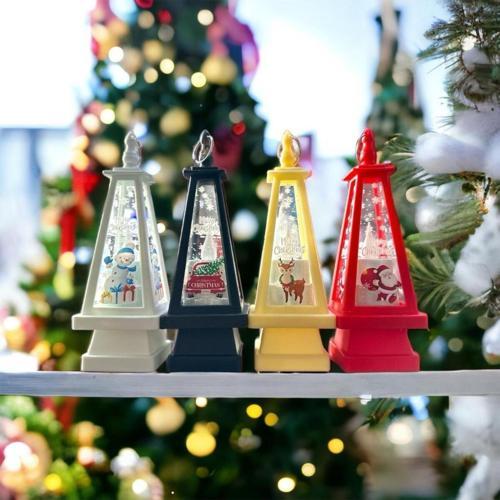 4 Adet Vıp Kalite Işıklı Noel Baba Geyik Kardan Adam Araba Yılbaşı Feneri Gün Işığı Pilli Led Işık