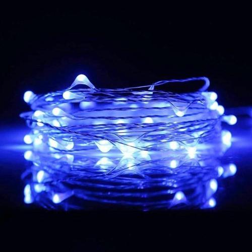 5 Metre Su Geçirmez Mavi Pilli Led Işık Sabit Yanar Micro Dökme Led Ultra Parlak Canlı Mavi Işık
