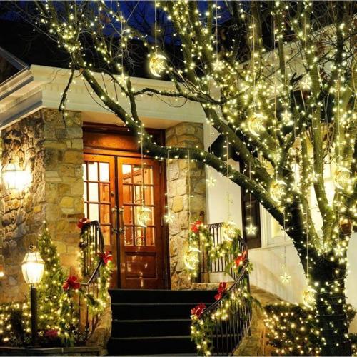 Noel Işıkları Gün Işığı Ay Yıldız Perde Led Işık Ay Yıldız Salkım Işık Gün Işığı Yılbaşı Işıkları