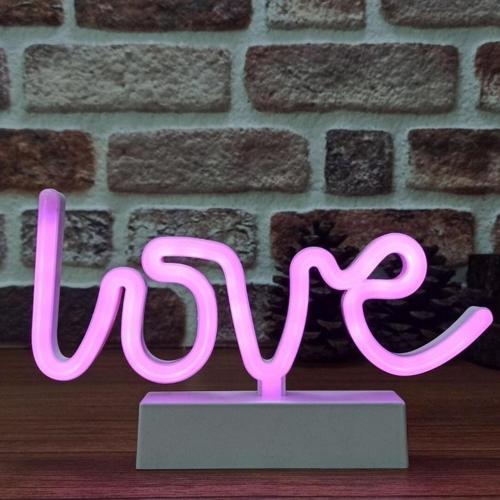 Pembe Love Led Işık Yılbaşı Işıkları Dekor Pink Love Led Light Pilli Led Işık Pembe Neon Led Işık