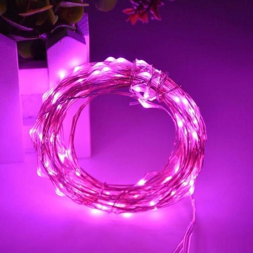 Pembe Noel Işığı 10 Metre Pembe Pilli Led Işık Pembe Pilli Işık Pink Led Light Yılbaşı Ağacı Işığı