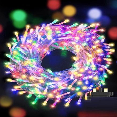 Renkli Vıp Profesyonel 50 Metre Renkli Led Işık 220V Fişli Renkli Yılbaşı Işığı Şeffaf Kablolu Modlu
