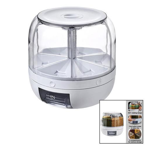 360° Dönebilen Gıda Organizeri 6 Bölmeli - 6kg. Otomatik Düğme Musluk (4915)