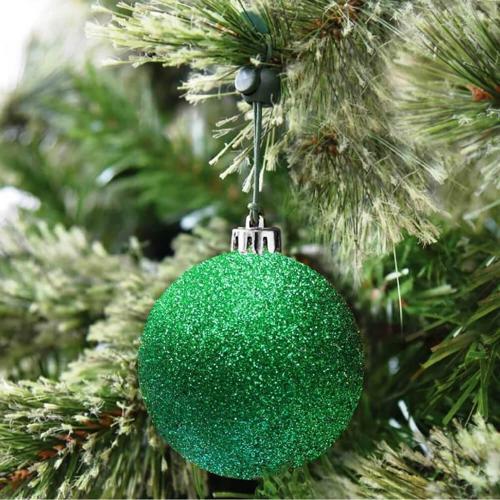 Vip Deluxe 12 Adet 5 Cm Simli Yeşil Top Süsler Yılbaşı Ağacı Süsleri Noel Ağacı Süsleri Yeşil Topsüs