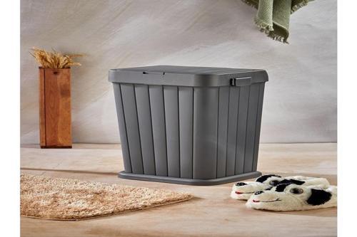 TEKLİ BAS AÇ KAPAKLI ÇAMAŞIR SEPETİ BEYAZ 40 LİTRE ANTRASİT