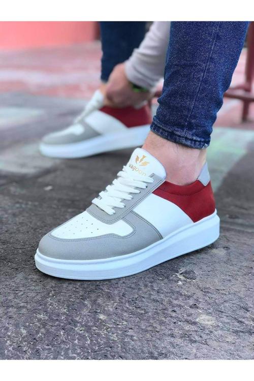 WG011 Beyaz Kırmızı Erkek Casual Ayakkabı