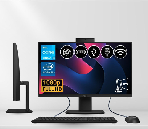 V440VAK-I38256B0D ATL14 i3-1315U 32GB DDR5 1TB Nvme SSD 23.8" IPS FHD Fdos Siyah All In One Bilgisayar