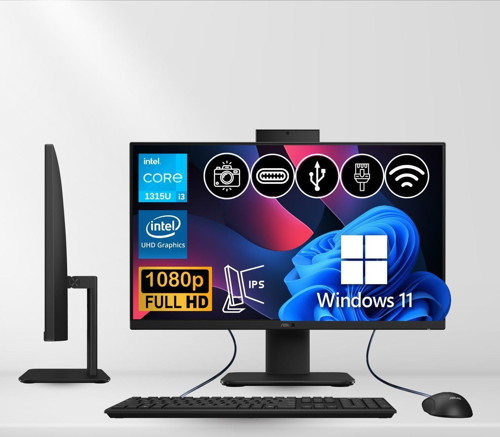 V440VAK-I38256B0D ATL25 i3-1315U 8GB DDR5 2TB Nvme SSD 23.8" IPS FHD W11Pro Siyah All In One Bilgisayar