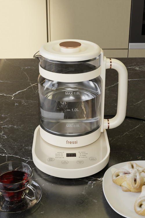 Dijital Göstergeli Elektrikli Cam Su Isıtıcısı Kettle Bitki Çayı Makinesi 1,6l 800w Fr-kt04