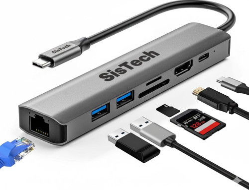 BYL-2303 7 in 1 Dönüştürücü Çoğaltıcı Hub - Type-C To 1000Mbps Ethernet 4K HDMI USB 3.0 PD100W SD-TF Cards