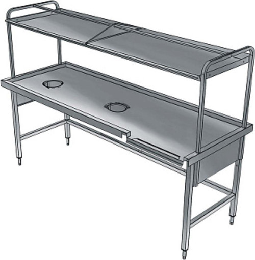 Professional Bulaşık Kabul Tezgahı, 2 Sıyırma Hunisi, Basket Raflı, Soldan Sağa - 2200x800 Mm BHST2208L