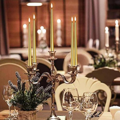 10 Pcs Chrıstmas Candle Metallıc Brıght Gold Candlestıck 10 Adet Altın Şamdan Mumu Yılbaşı Mumları