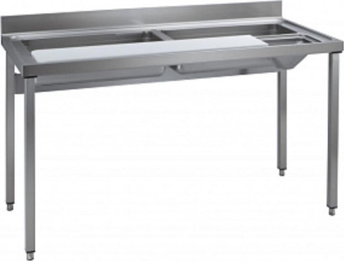 Professional Sebze Hazırlık/yıkama Tezgahı, 1 Polietilen Kesme Tahtası, 2 Hazne, Sıyırma Hunisi, Sırtlı, 1600 Mm TLV1600PN