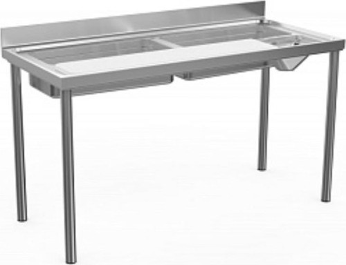 Professional Sebze Hazırlık/yıkama Tezgahı, 1 Polietilen Kesme Tahtası, 2 Hazne, Sıyırma Hunisi, Sırtlı - 1600 Mm TLV1810PN
