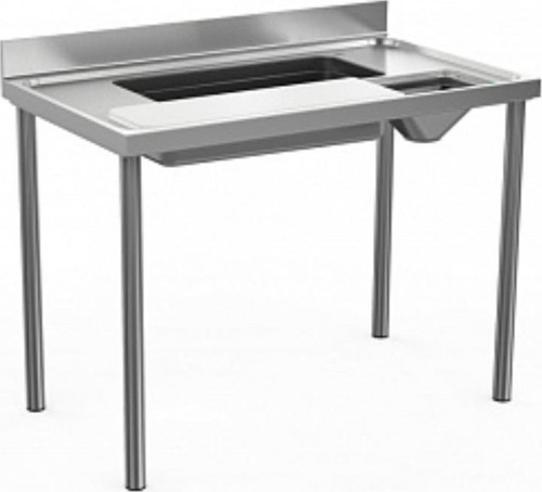 Professional Sebze Hazırlık/yıkama Tezgahı, Polietilen Kesme Tahtası, 1 Hazne, Sıyırma Hunisi, Sırtlı - 1200 Mm TLV1210PN
