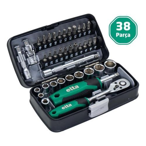 1/4" Altıköşe Cırcırlı Lokma Anahtar ve Bits Uç Seti 38 Parça