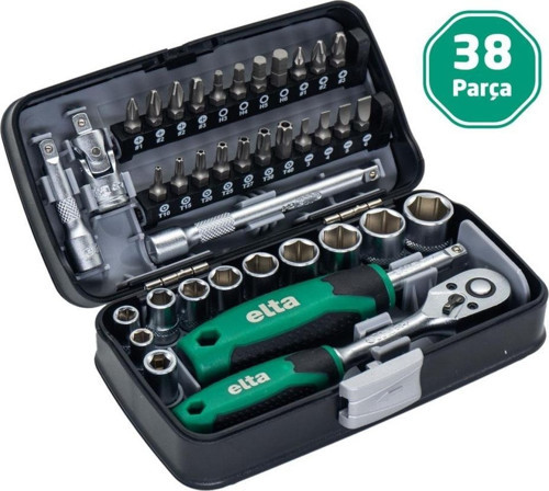 1/4" Altıköşe Cırcırlı Lokma Anahtar ve Bits Uç Seti 38 Parça