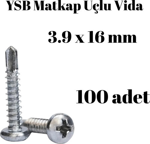 Yıldız Silindir Başlı 3.9x16 YSB Matkap Uçlu Akıllı Vida 100 Adet